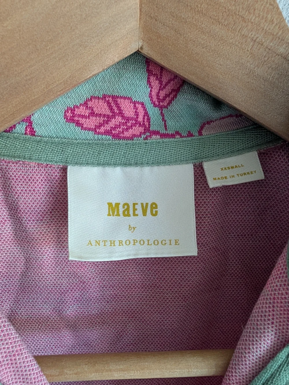 Anthropologie Maeve Retro Short-Sleeve Floral Jacquard Top Pink XXS